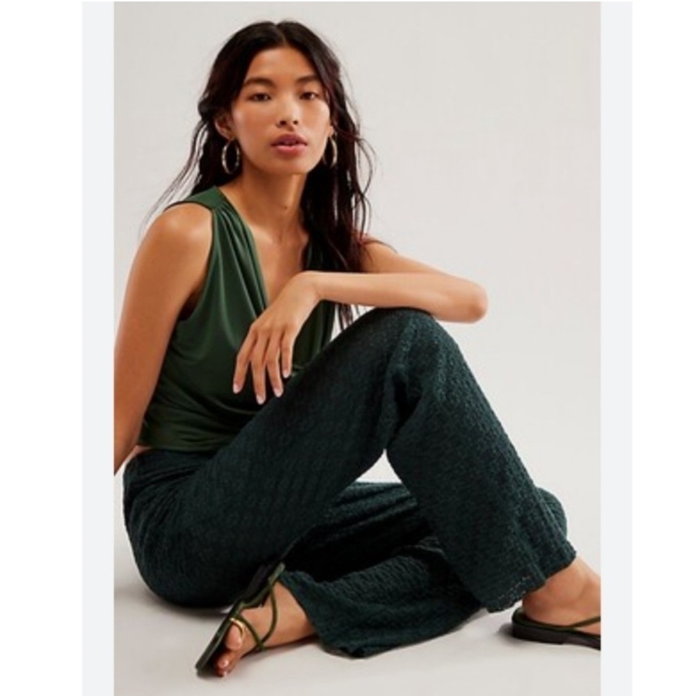 Free people FP one Ona sheer see through lace pants size xs forest green ona